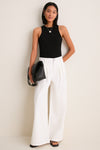 Off White Delphine Pleated Denim Wide Leg