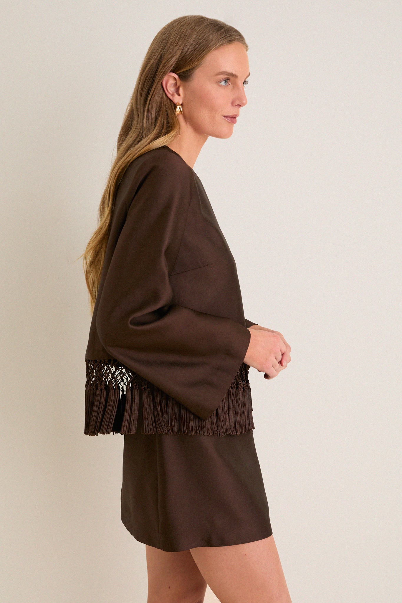 Chocolate Dupioni Maxine Tassel Top