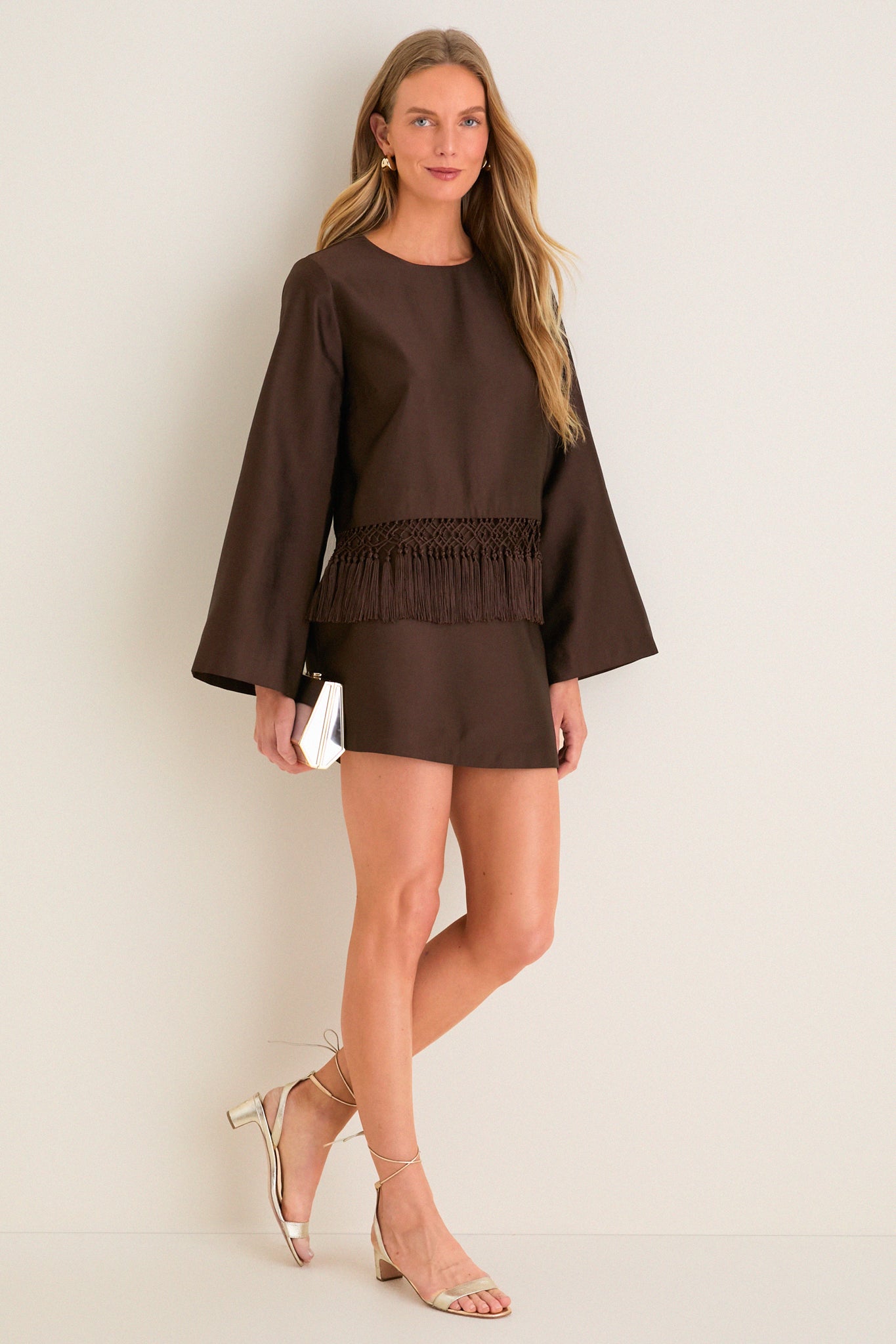 Chocolate Dupioni Maxine Tassel Top | Tuckernuck