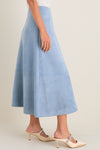 Maison Blue Suede Veronica Maxi Skirt