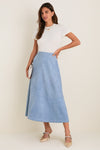 Maison Blue Suede Veronica Maxi Skirt