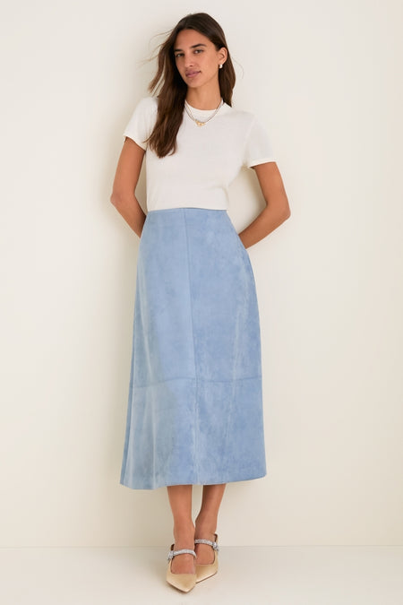 Maison Blue Suede Veronica Maxi Skirt