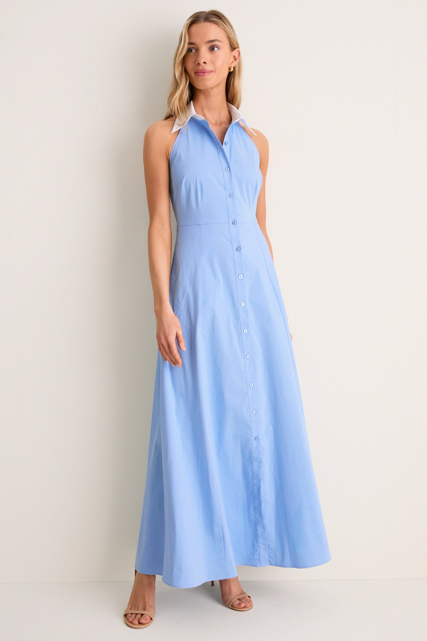 L'AGENCE Women's Maurie Halter Maxi Dress - Blue - Size 2