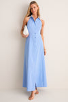 Vista Blue and White Maurie Halter Maxi Dress