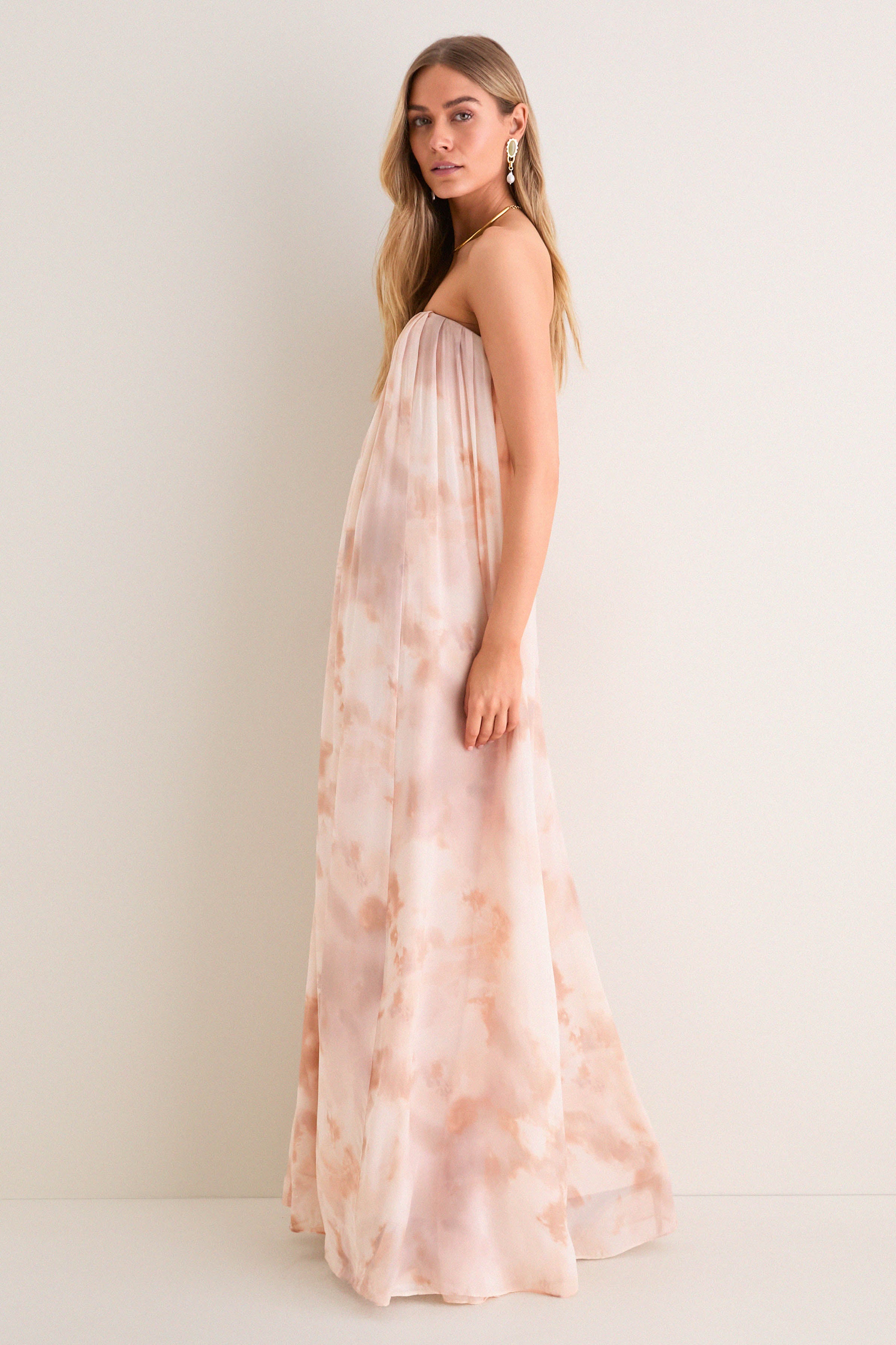 Frappe Multi Tie Die Raine Wire Strapless Gown