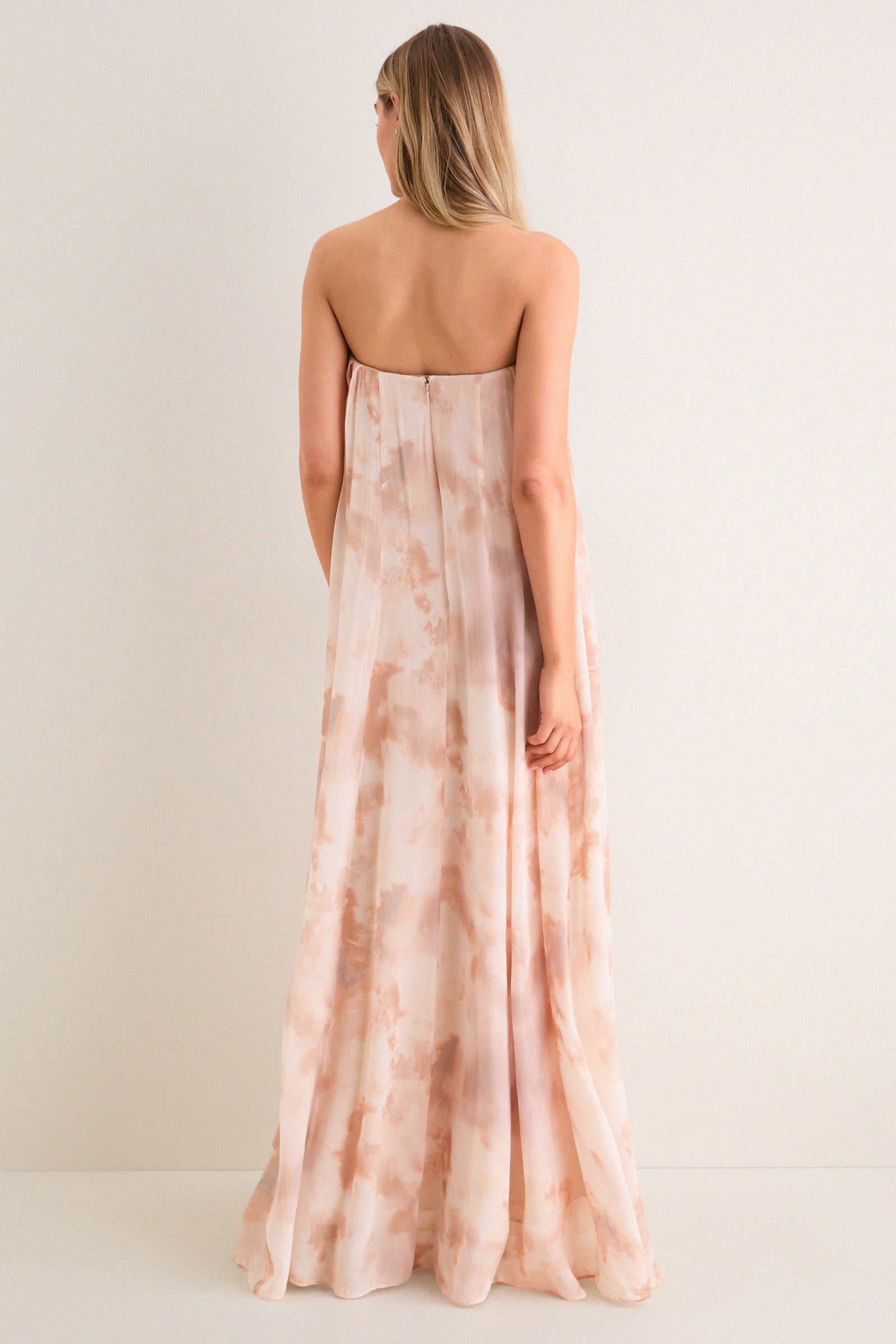Frappe Multi Tie Die Raine Wire Strapless Gown