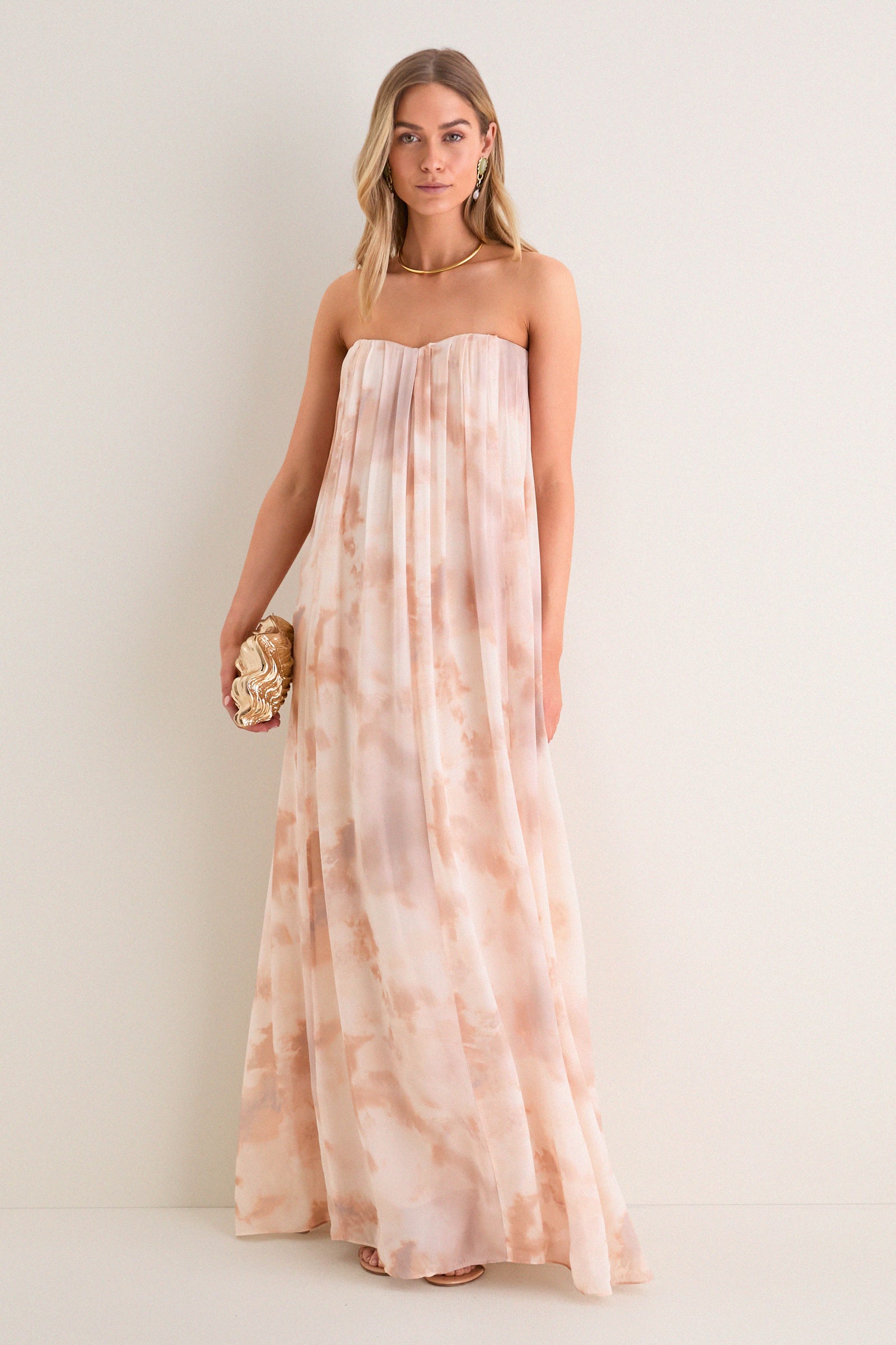 Frappe Multi Tie Die Raine Wire Strapless Gown
