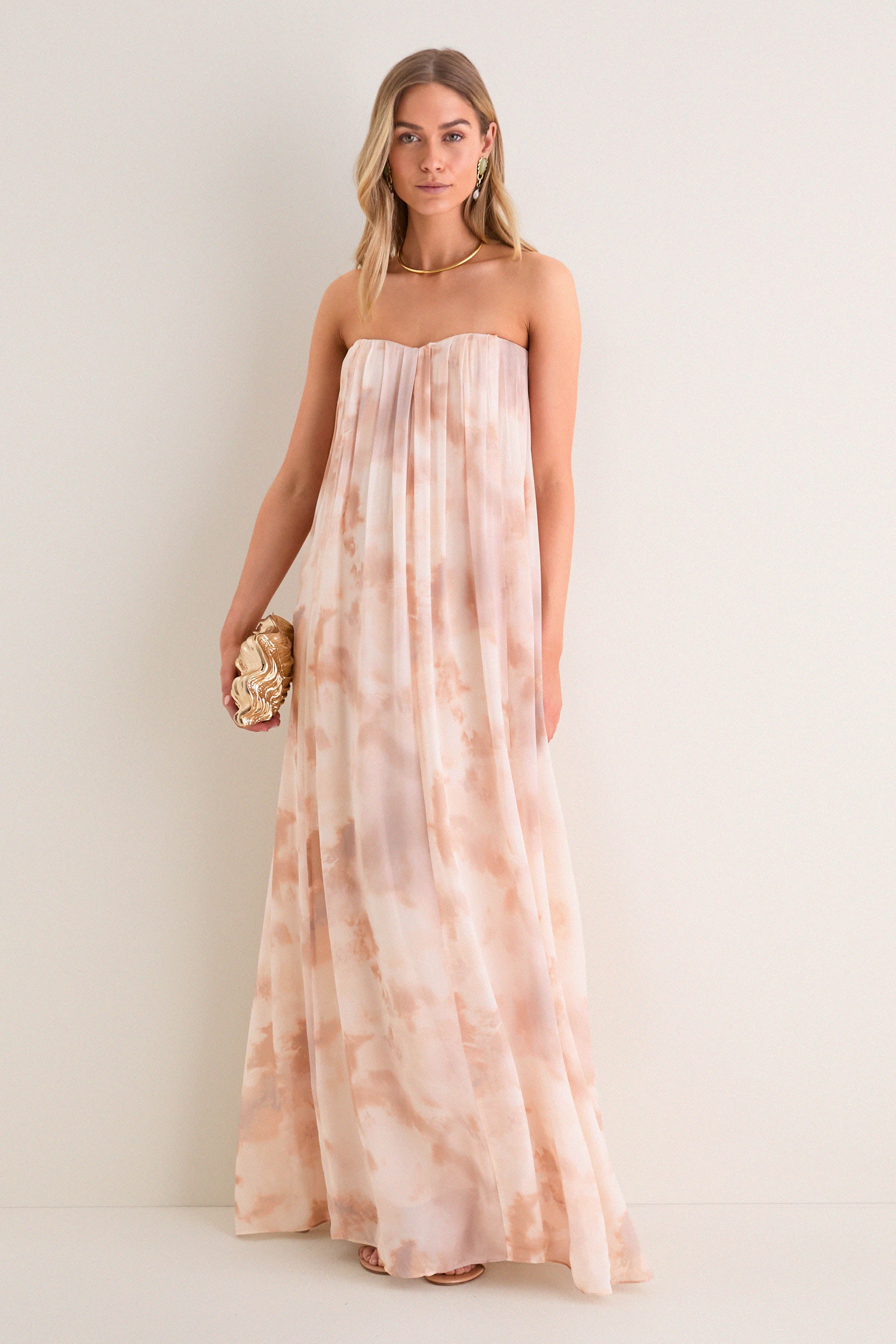 Frappe Multi Tie Die Raine Wire Strapless Gown