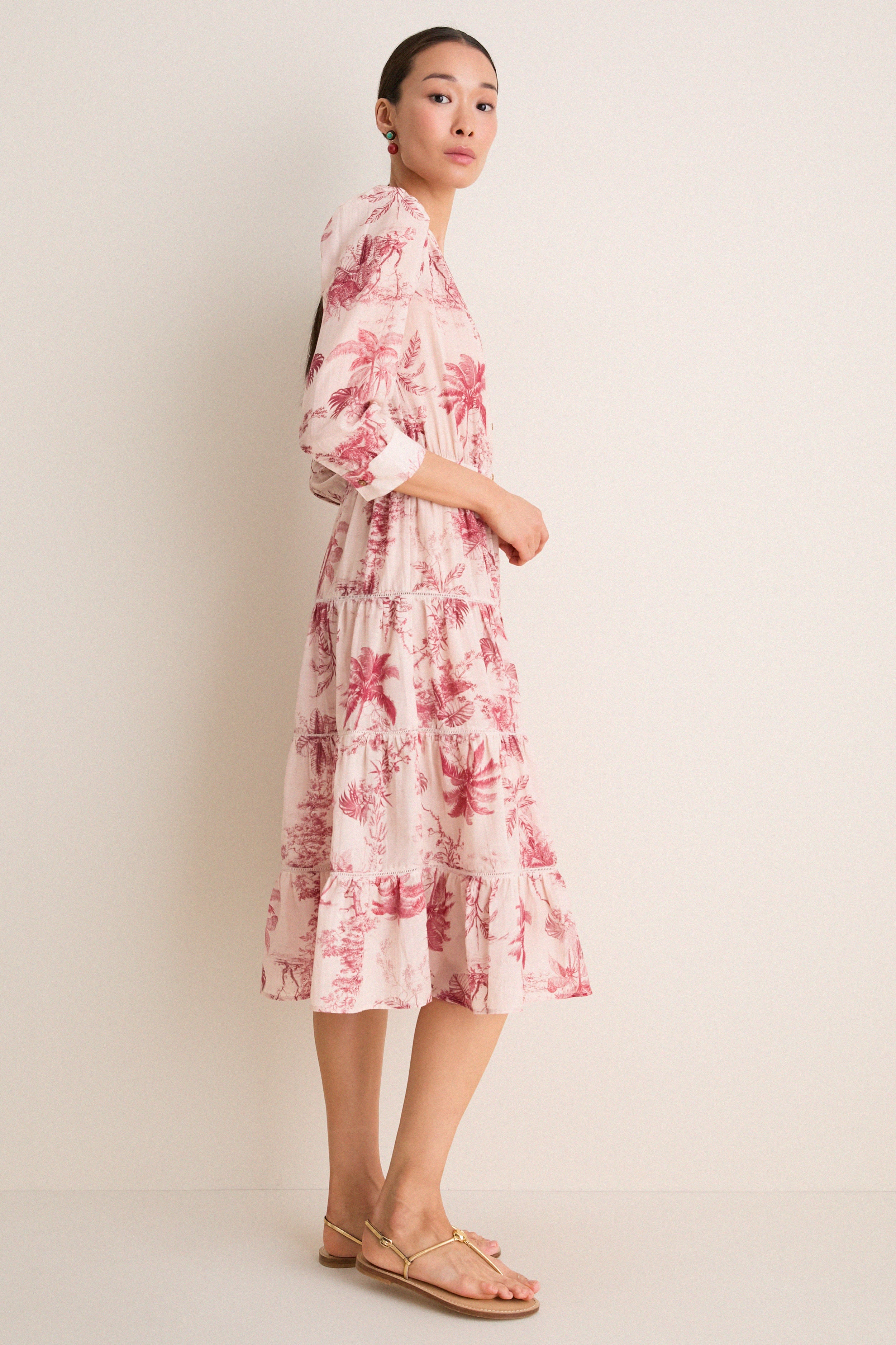 Tan Multi Textured Jungle Toile Serafine Dress
