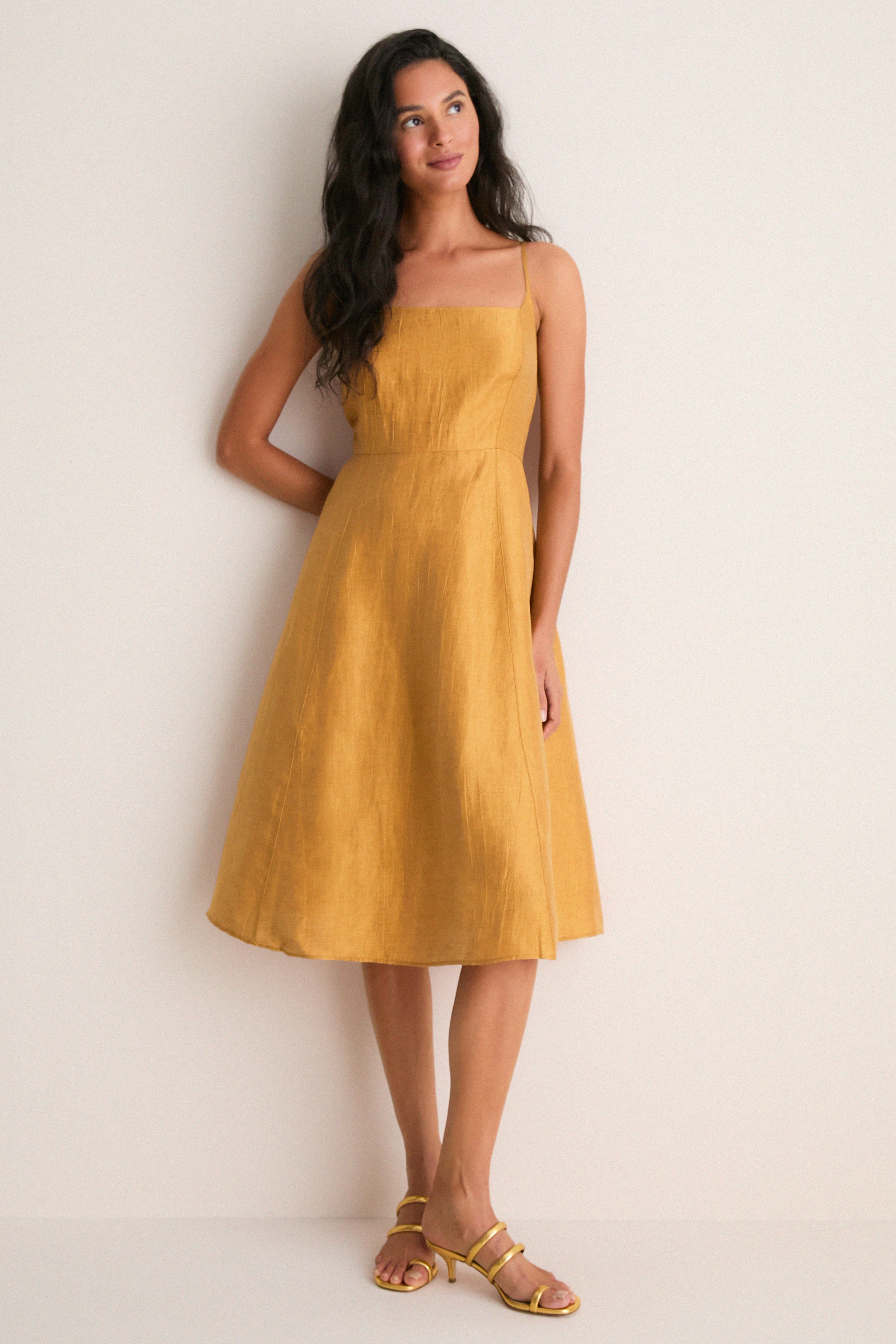 apolina♡edie overdress goldenrod♡7-9Y Golden Spice Meredith Midi Dress | L'AGENCE