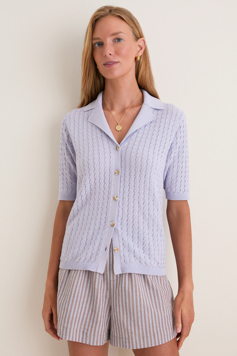Pale Iris Madelene Knit Shirt