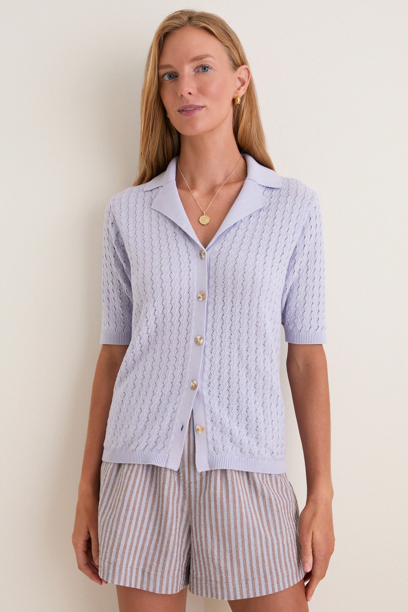 Pale Iris Madelene Knit Shirt