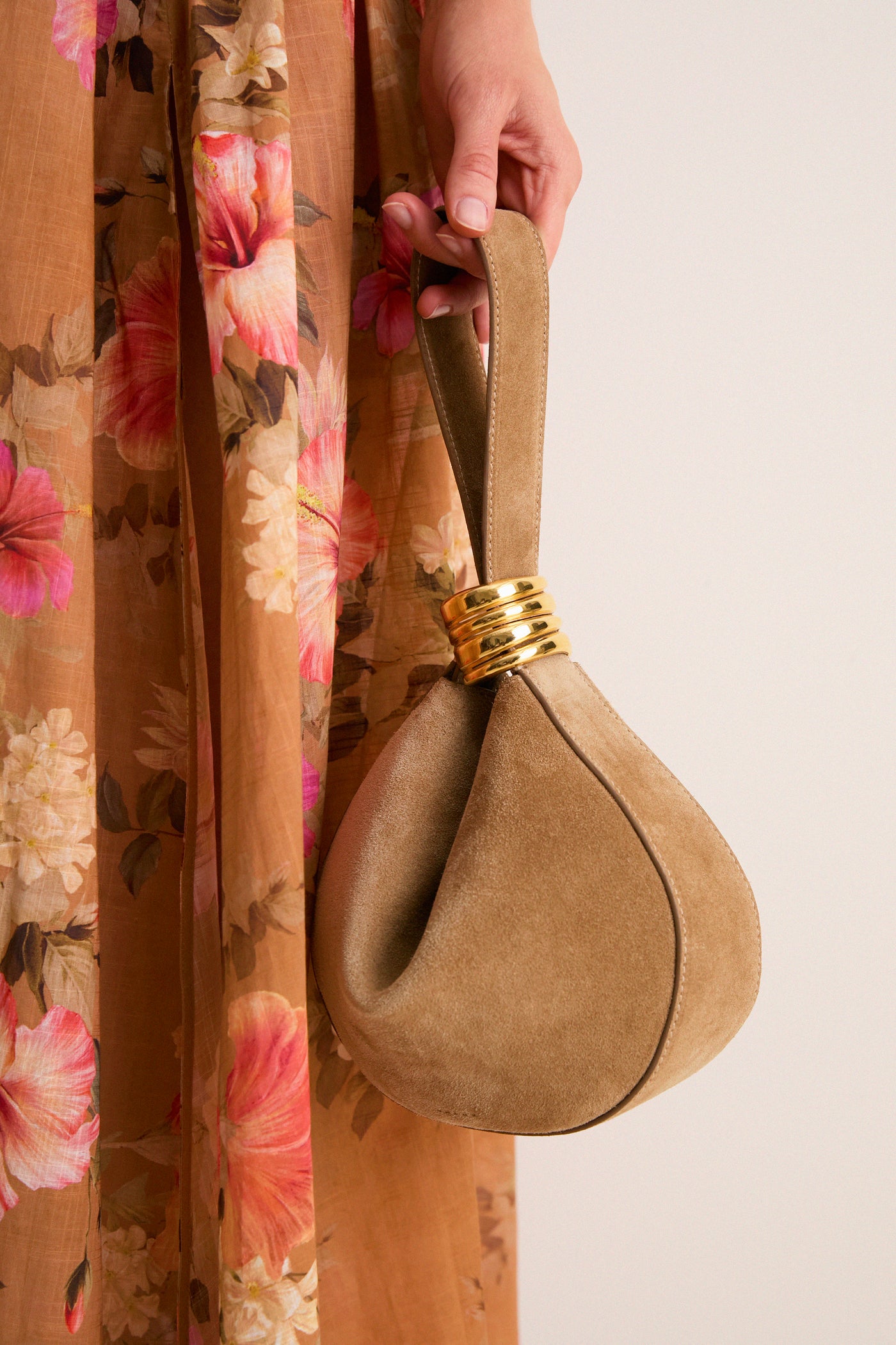 Sand Suede Zambia Stacked Ring Bag