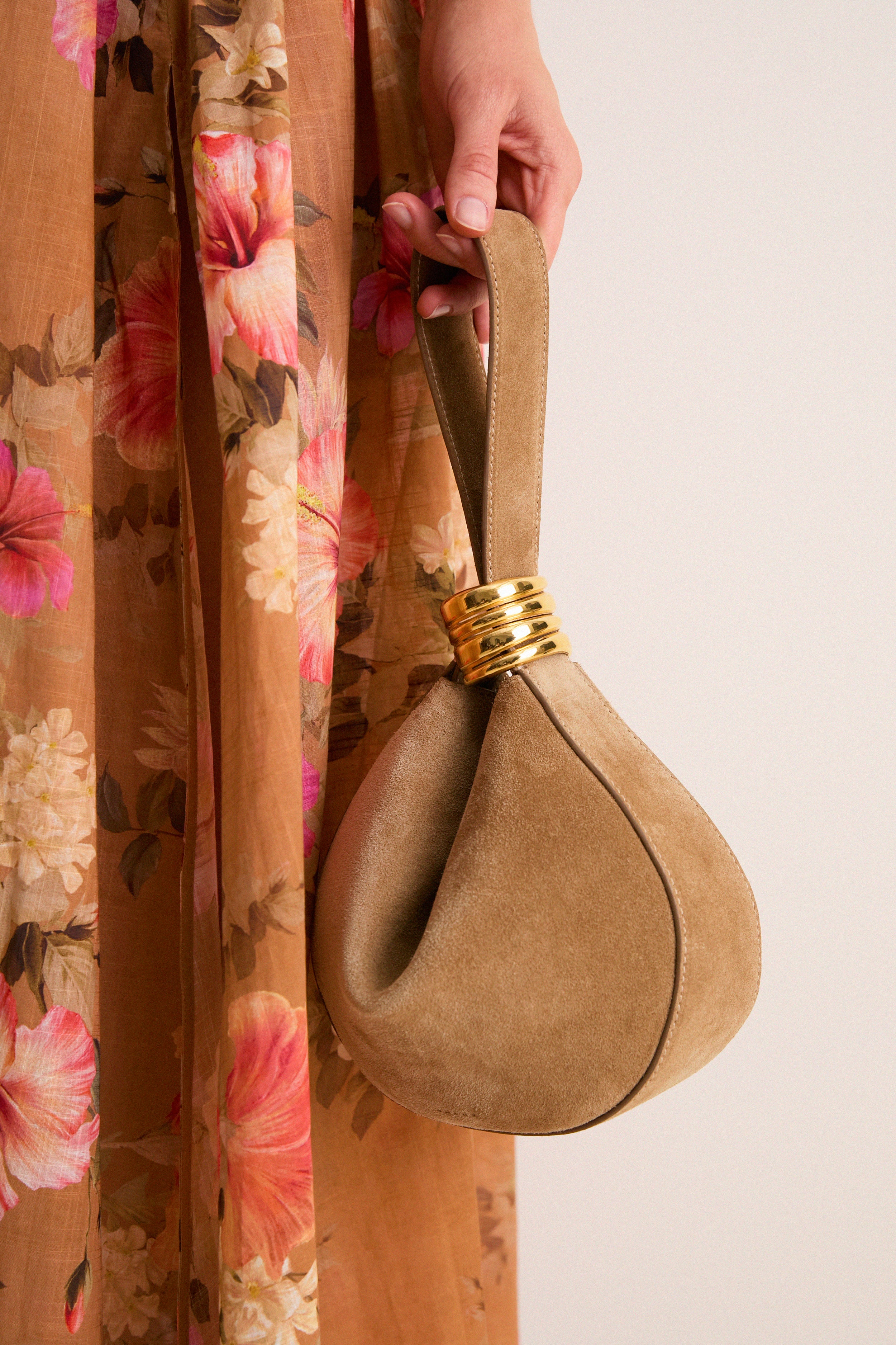 Sand Suede Zambia Stacked Ring Bag
