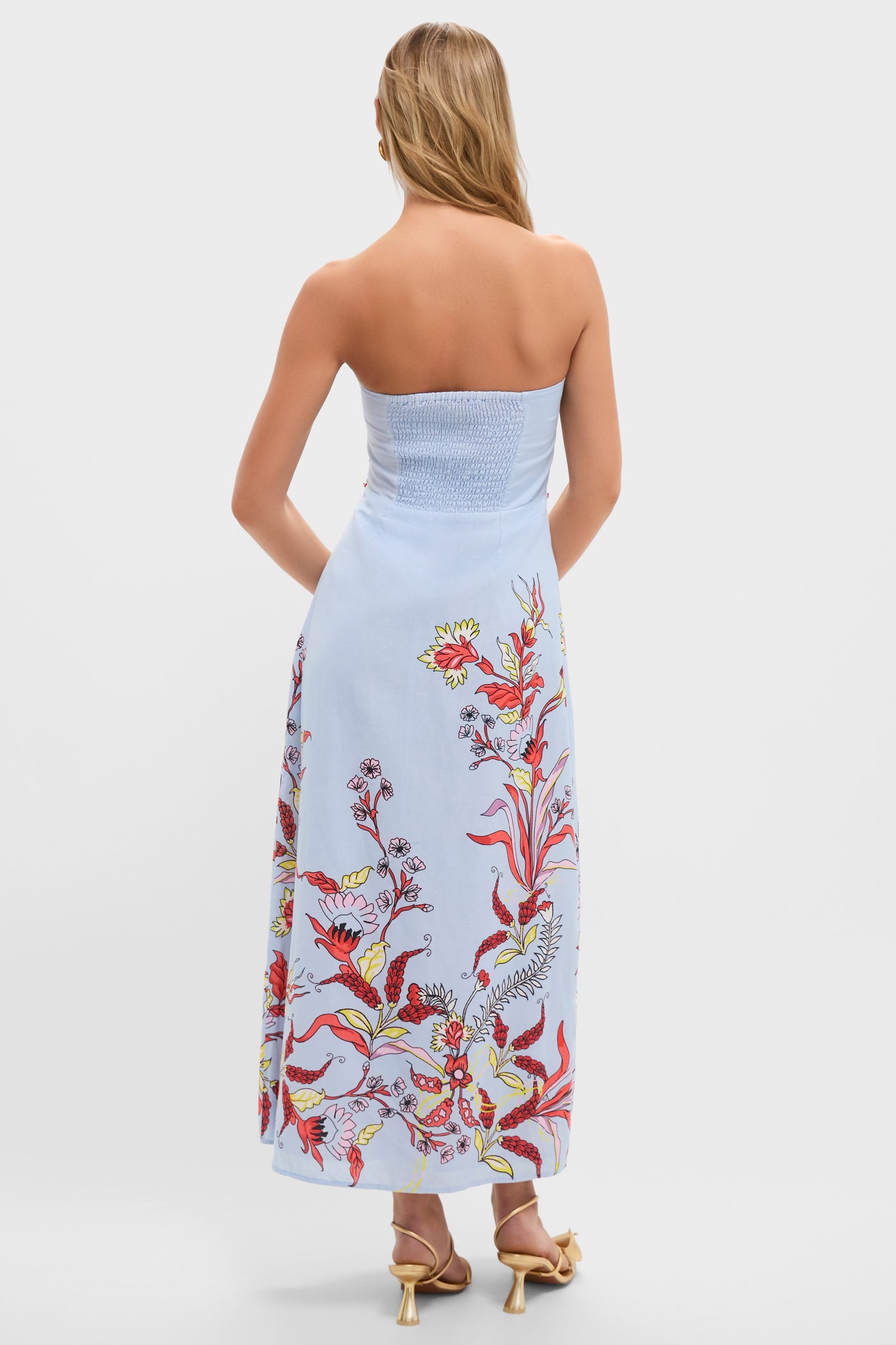 blue pattern midi dress Florence Blue Floral Tie Strap Midi Dress