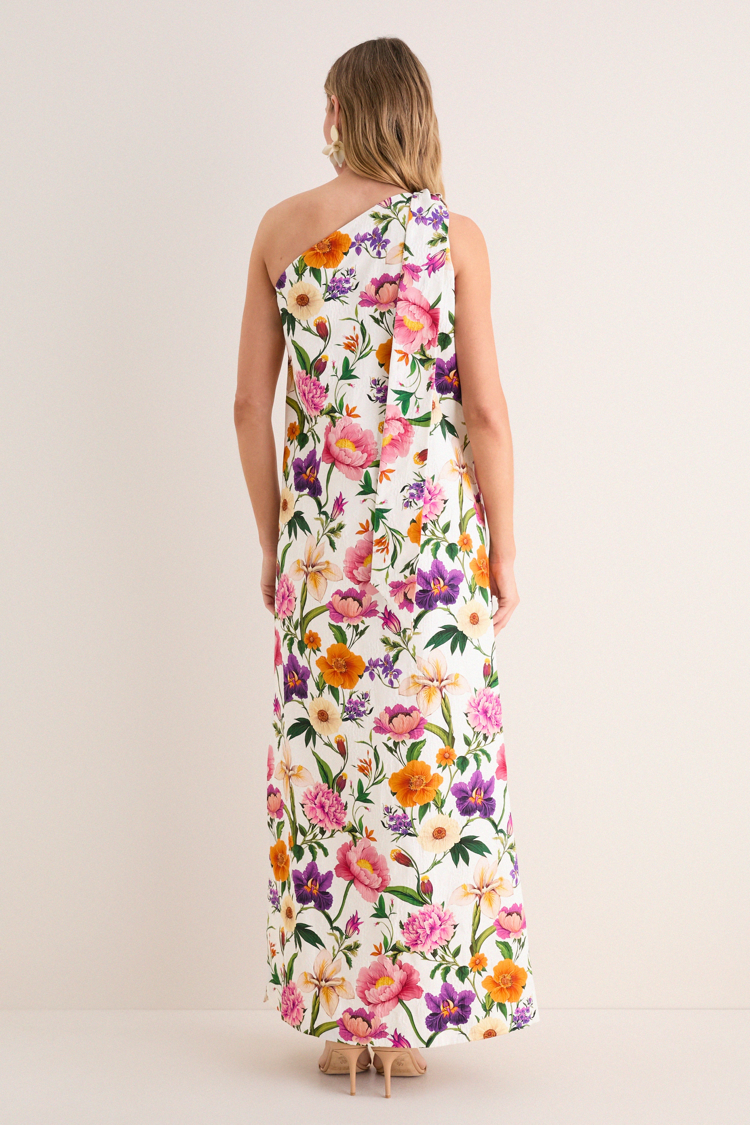 Floral Candy Jacquard One Shoulder Lani Dress