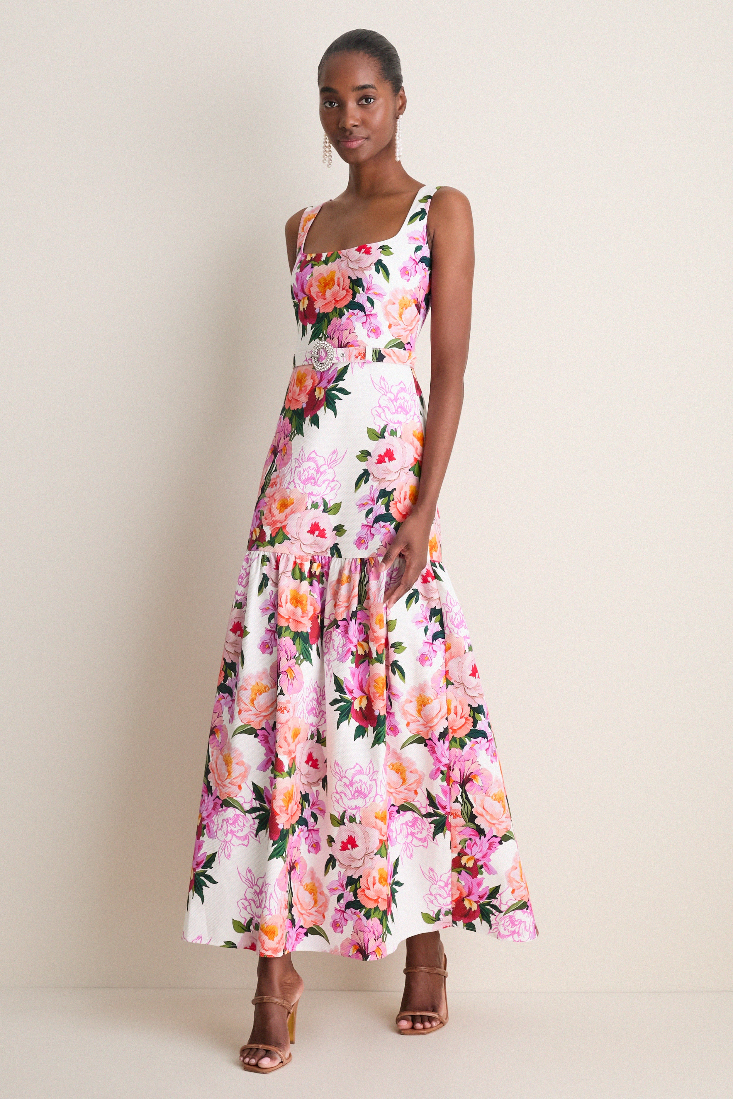 Peony Drip Pique Davie Dress | Borgo de Nor