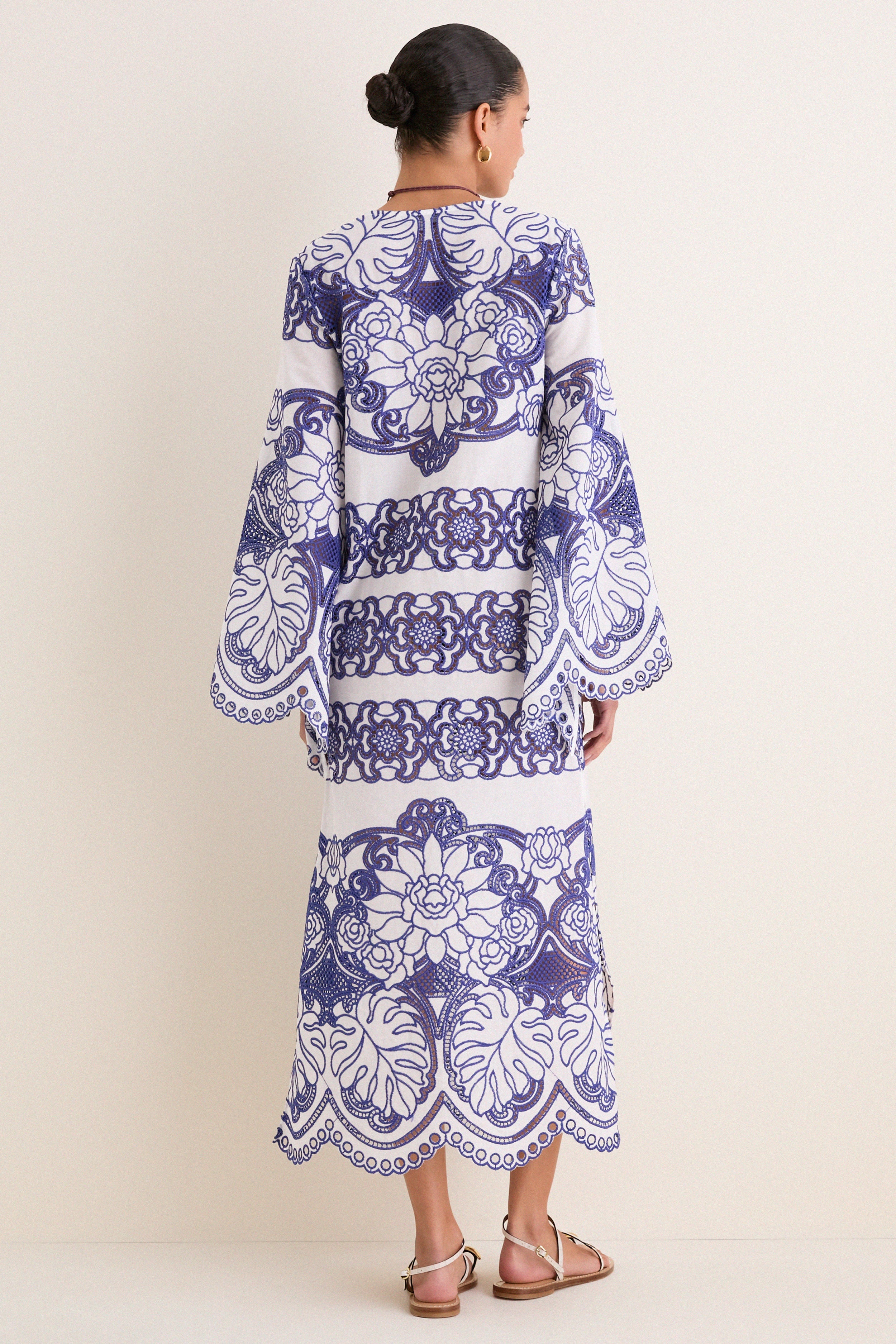 White and Blue Clea Lace Dress