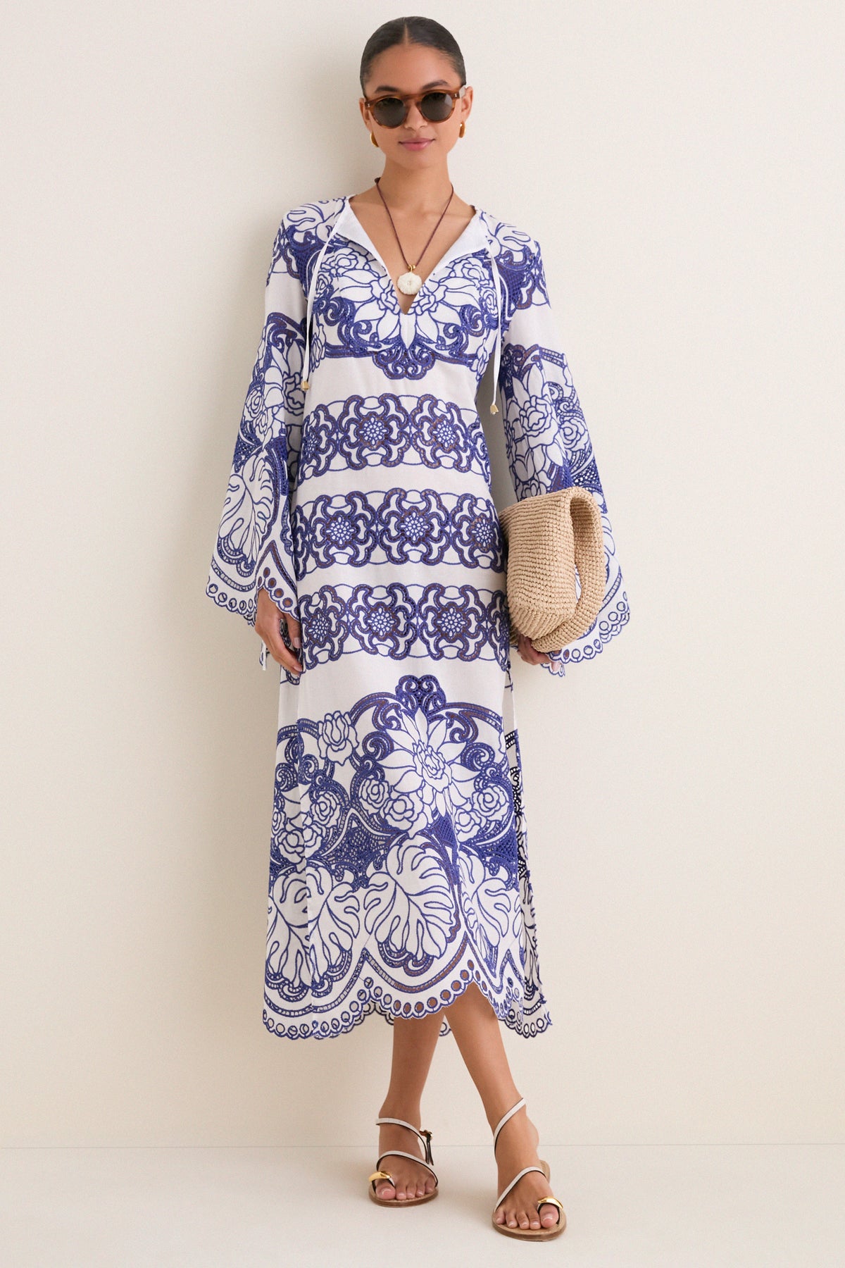 White and Blue Clea Lace Dress