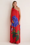 Floral Candy Red One Shoulder Lani Dress