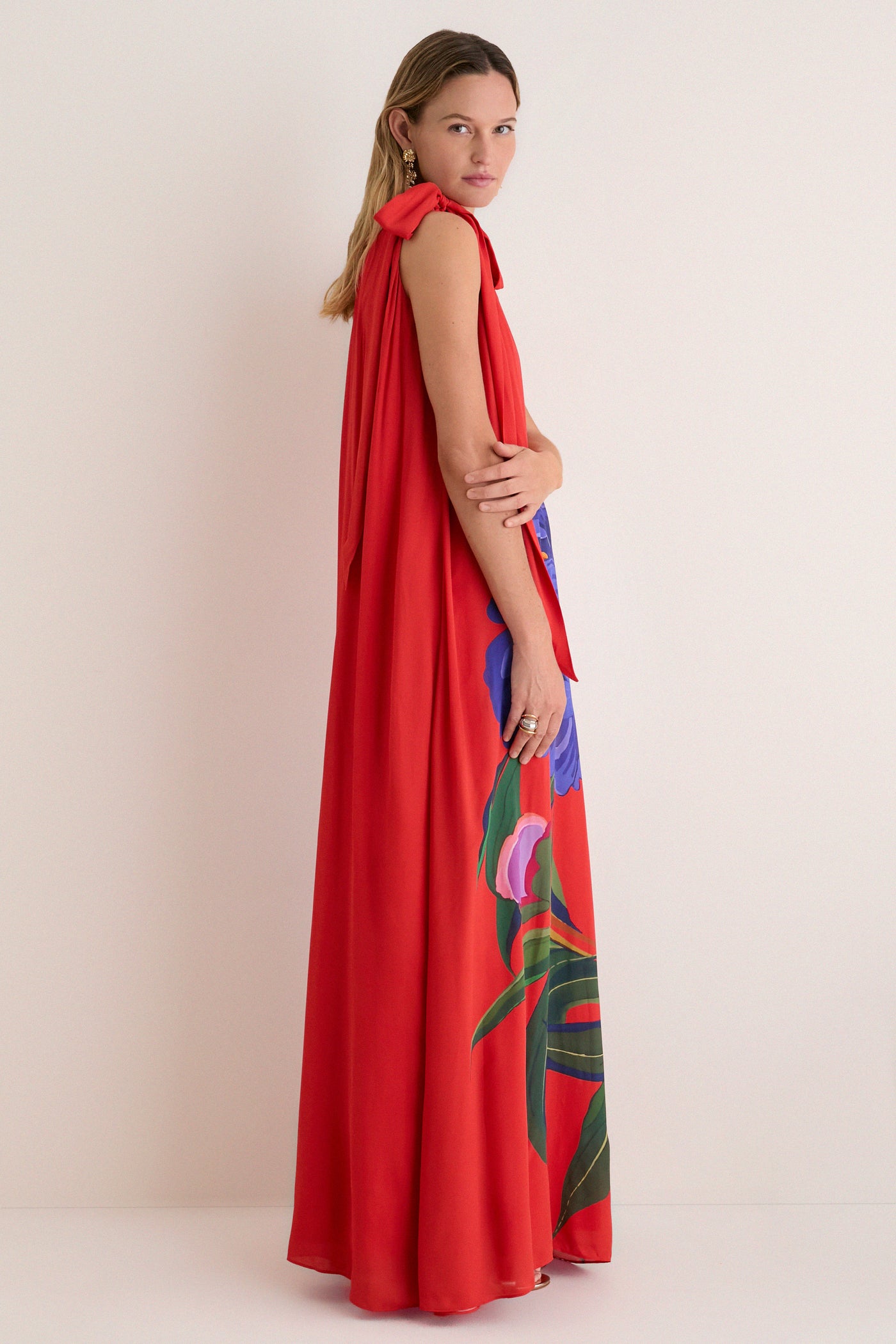 Floral Candy Red One Shoulder Lani Dress