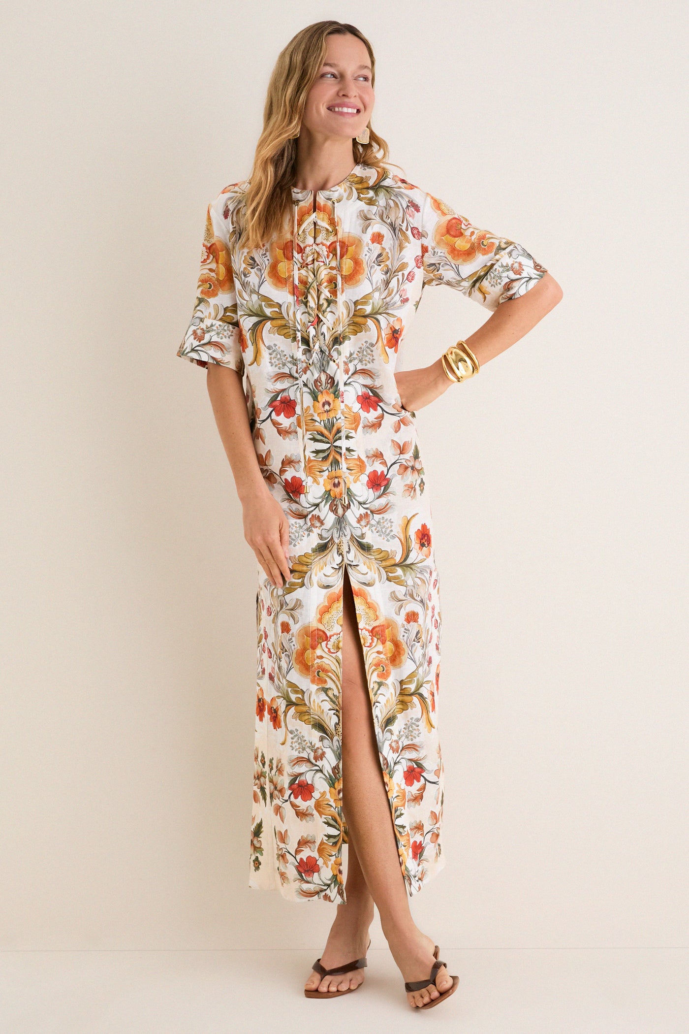 Sun Fire Garden Cream Calista Dress