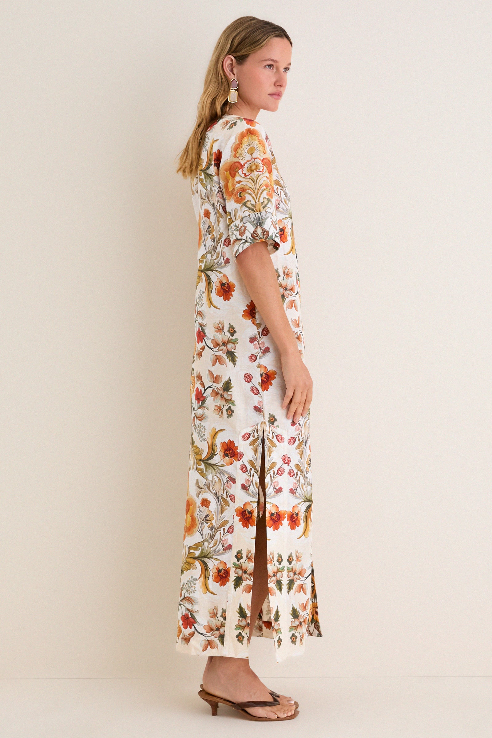 Sun Fire Garden Cream Calista Dress