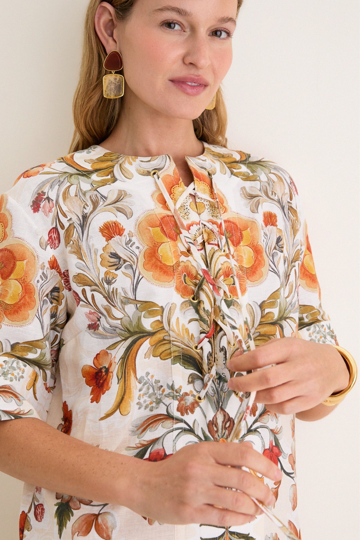 Sun Fire Garden Cream Calista Dress