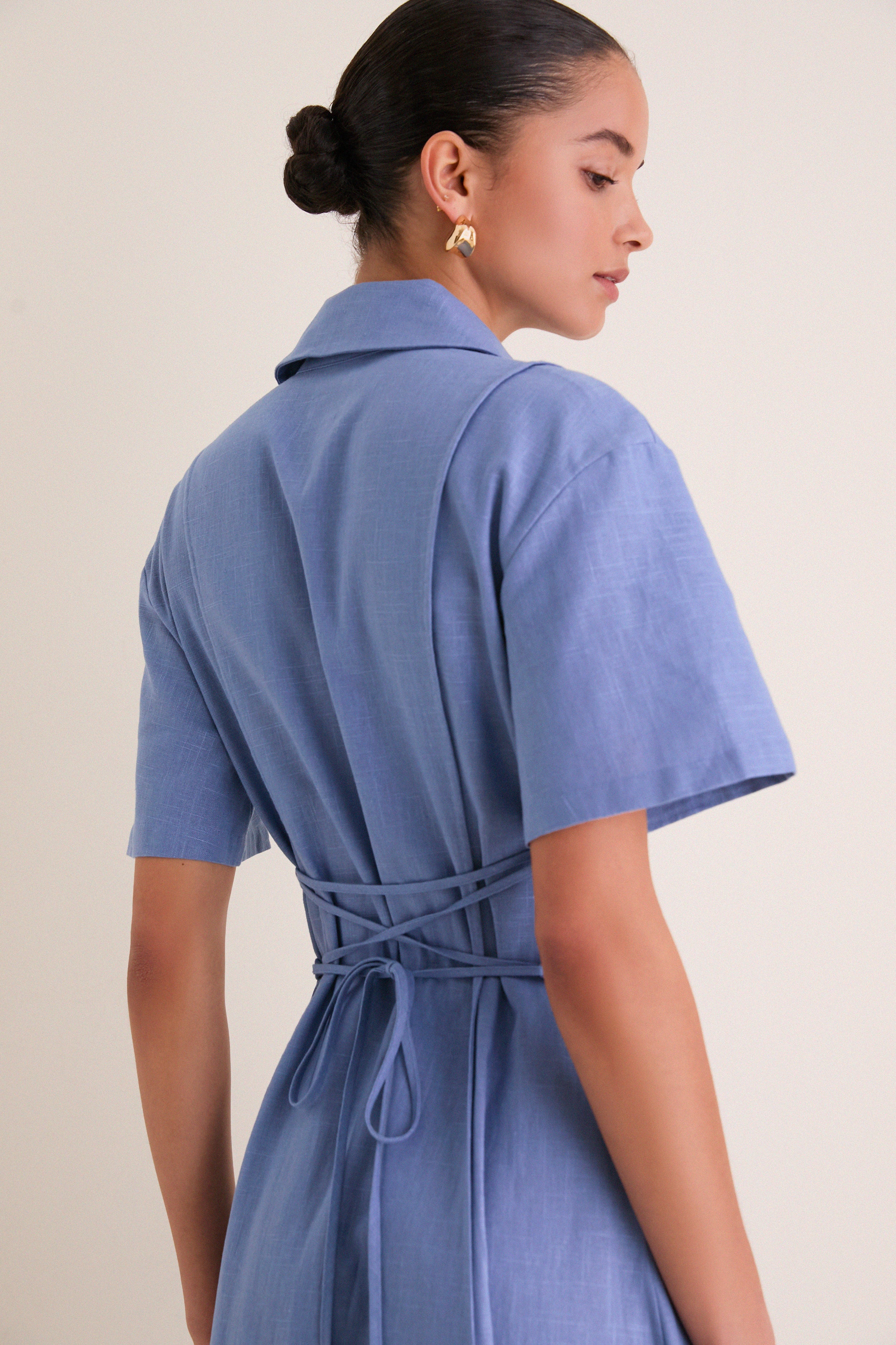 Delphinium Analise Shirt Midi Dress | CLEA