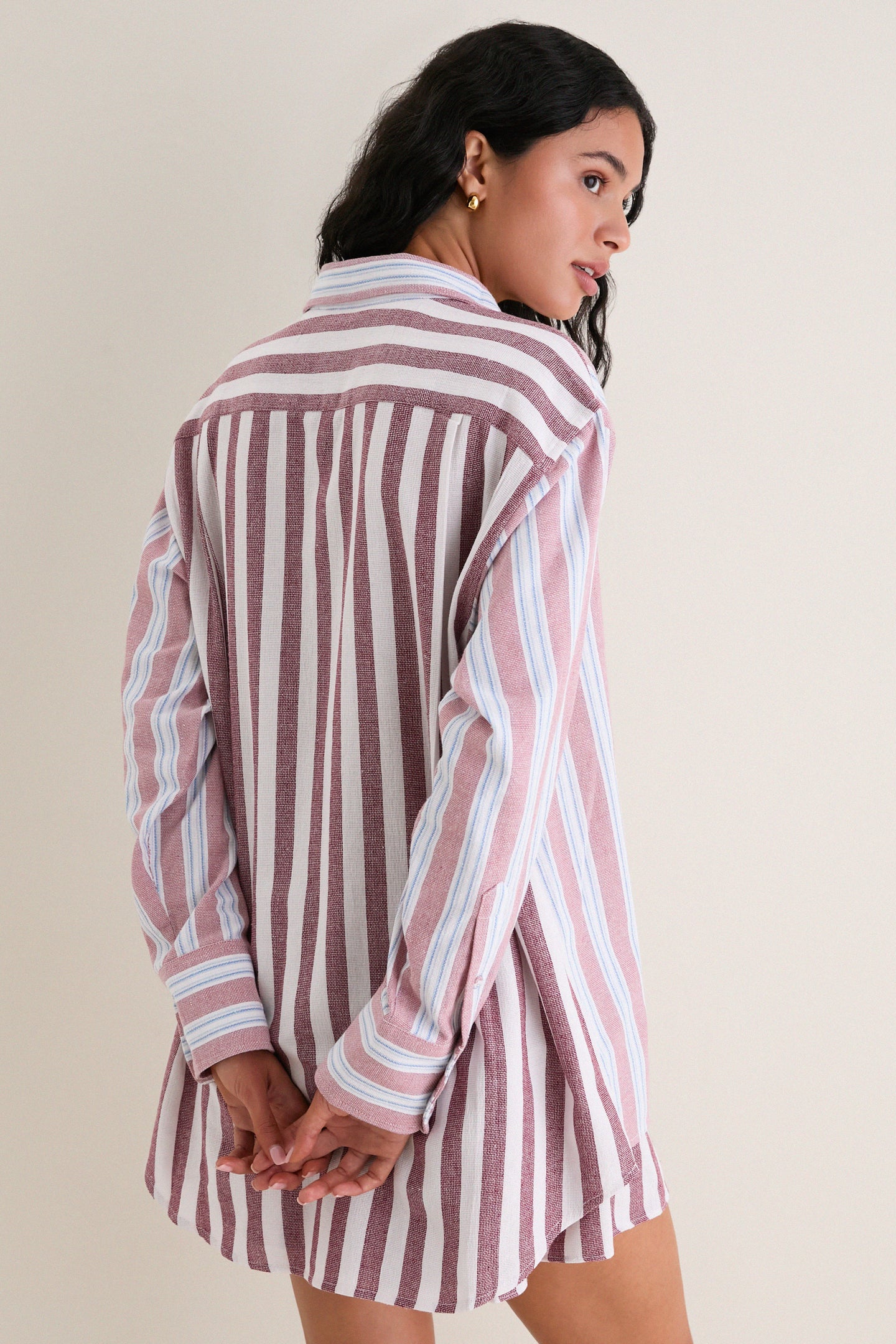 Claret Combo Stripe Classsic Button Down