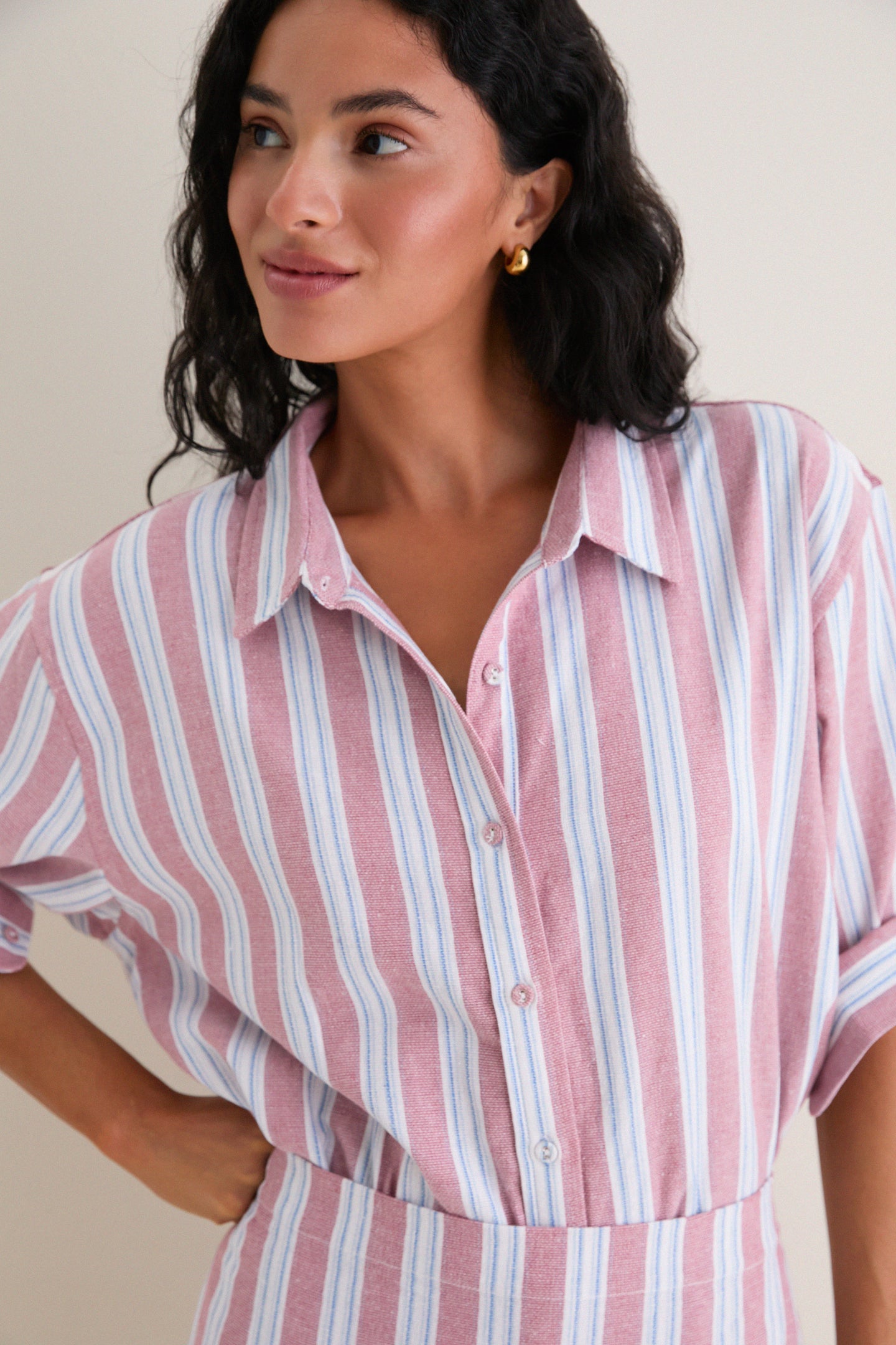 Claret Combo Stripe Classsic Button Down