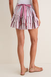 Claret Combo Stripe Cinch Back Mini Skirt