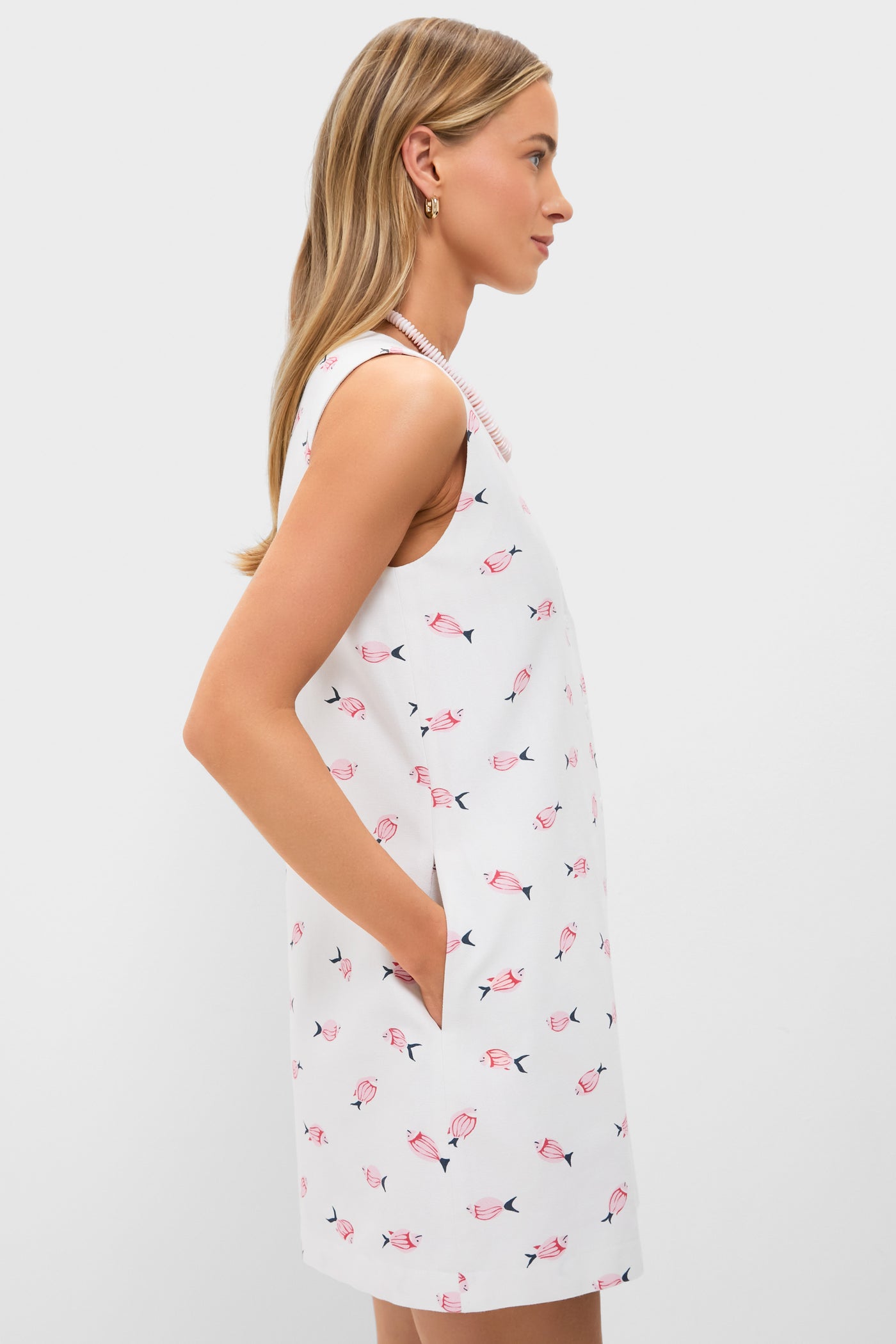 Vintage Red and Pink Fish V-Neck Mini Dress | Coco Shop