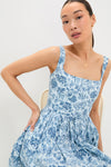 Blue Flora Scoop Neck Maxi Dress