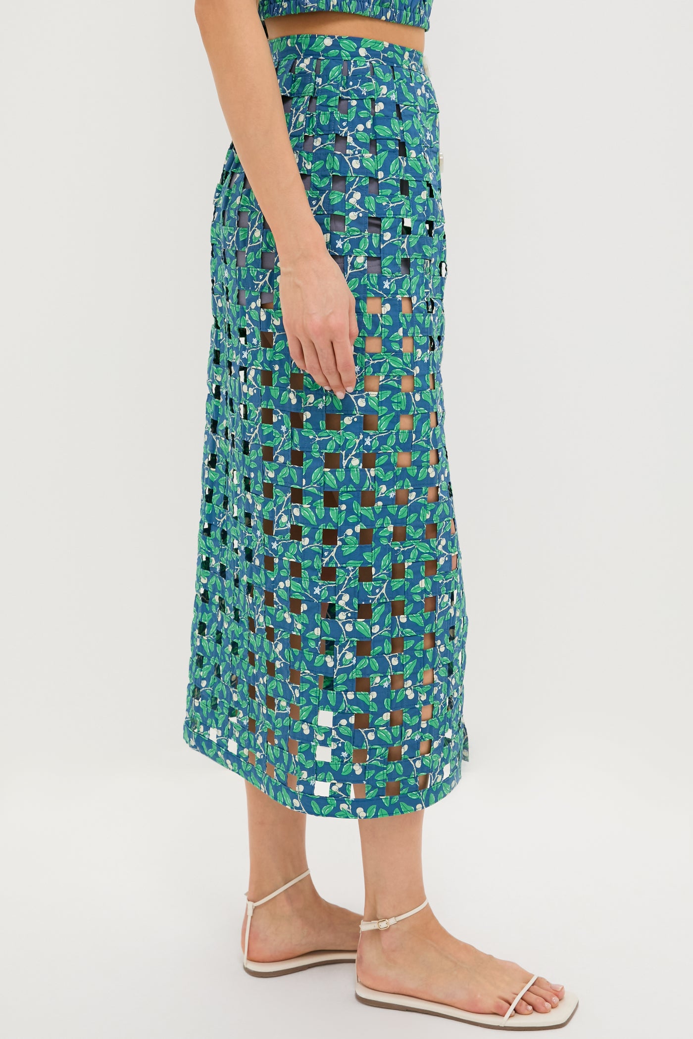 Dark Blue Limes Basket Skirt
