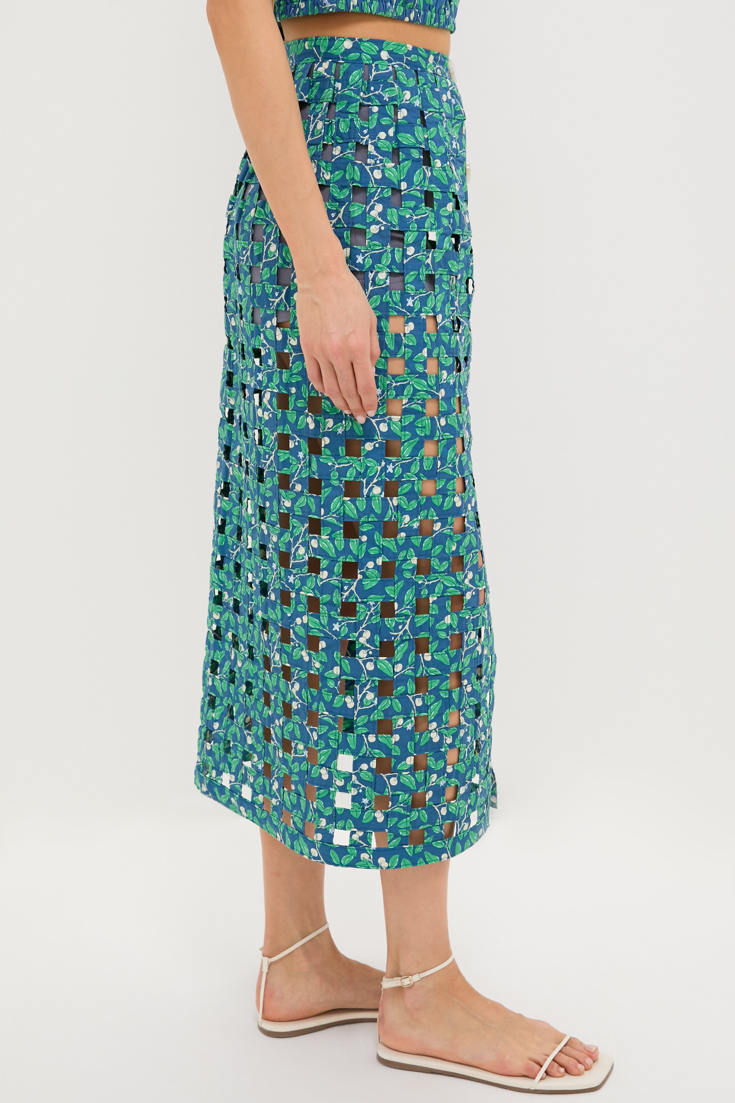Dark Blue Limes Basket Skirt