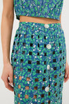 Dark Blue Limes Basket Skirt