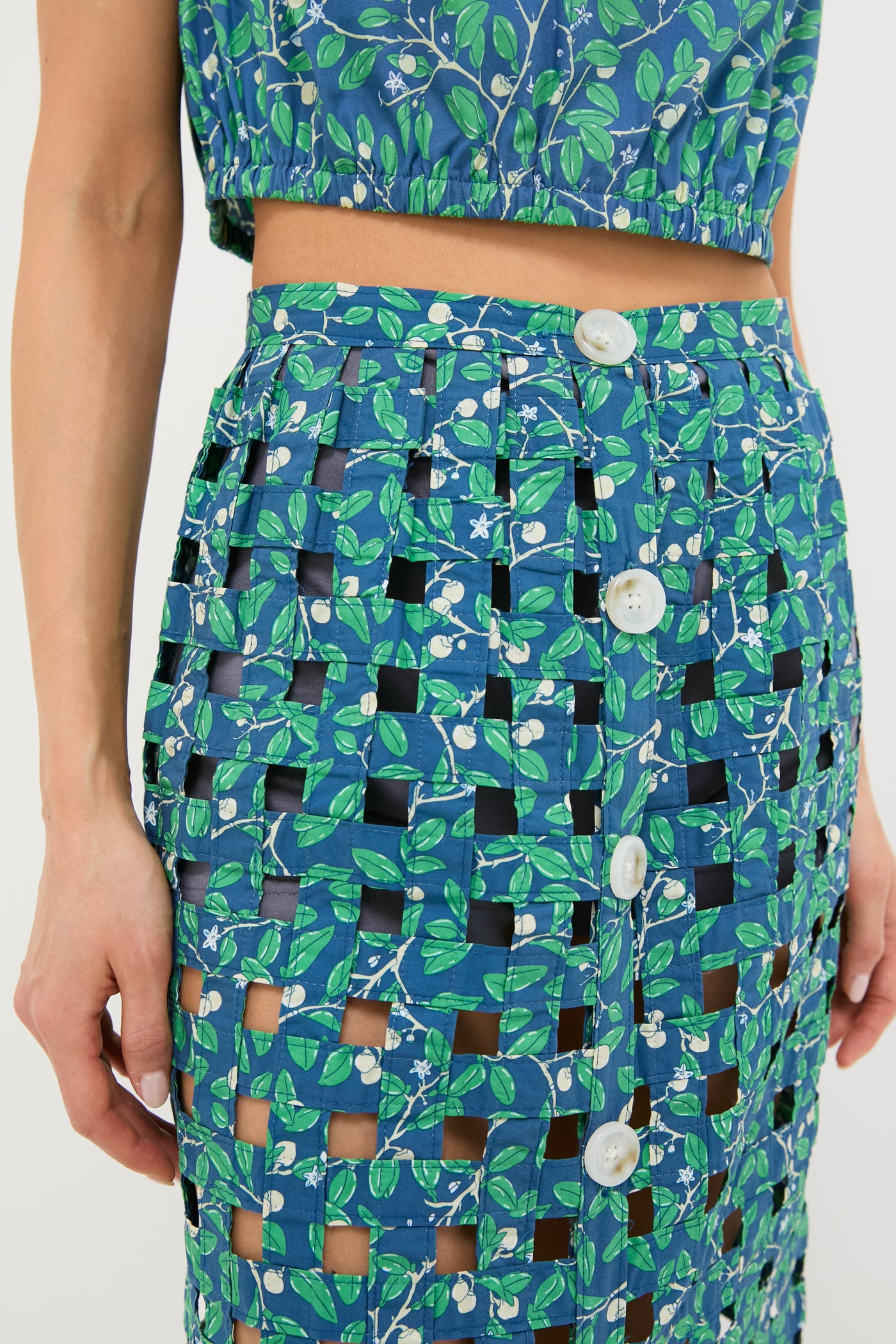 Dark Blue Limes Basket Skirt