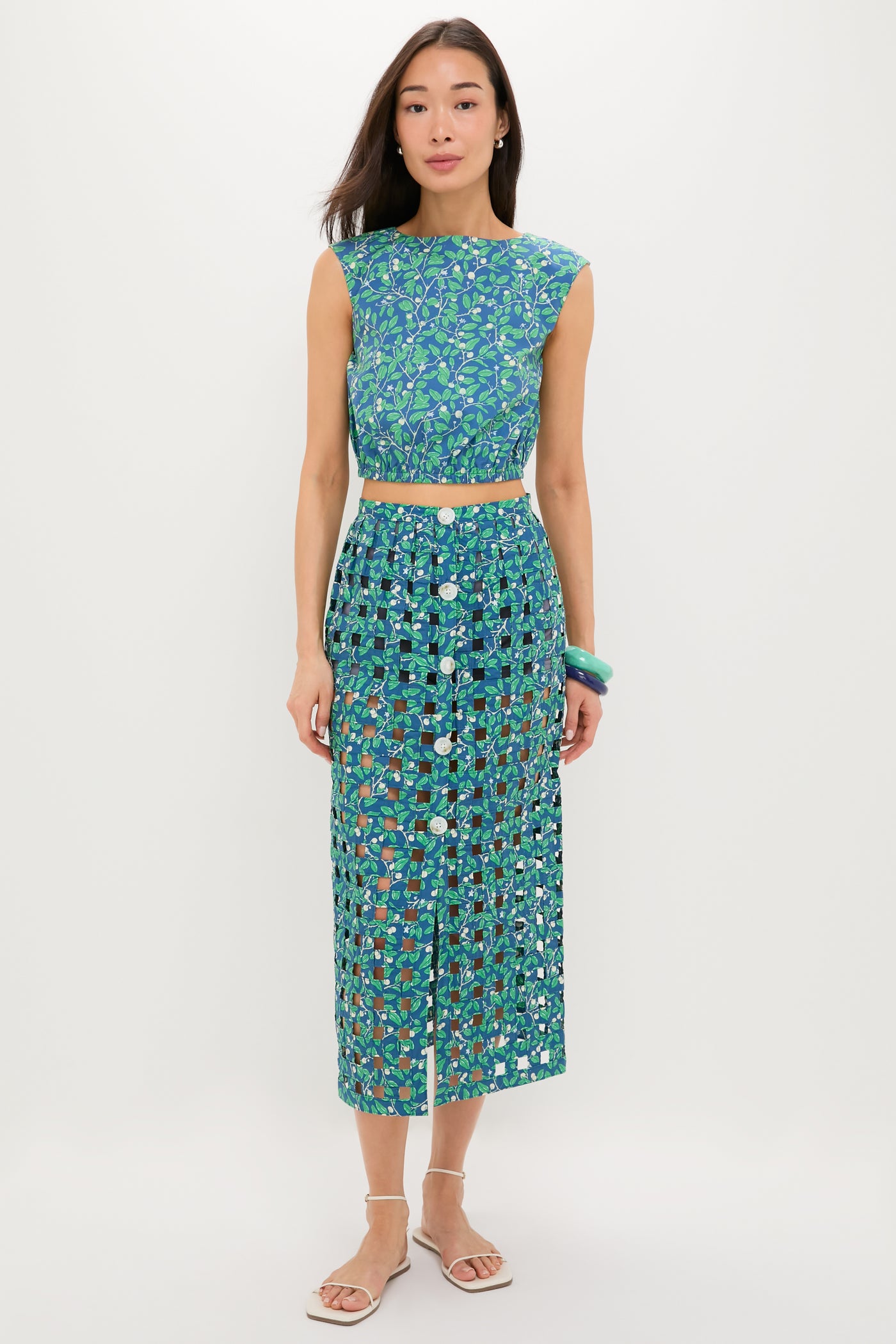 Dark Blue Limes Basket Skirt