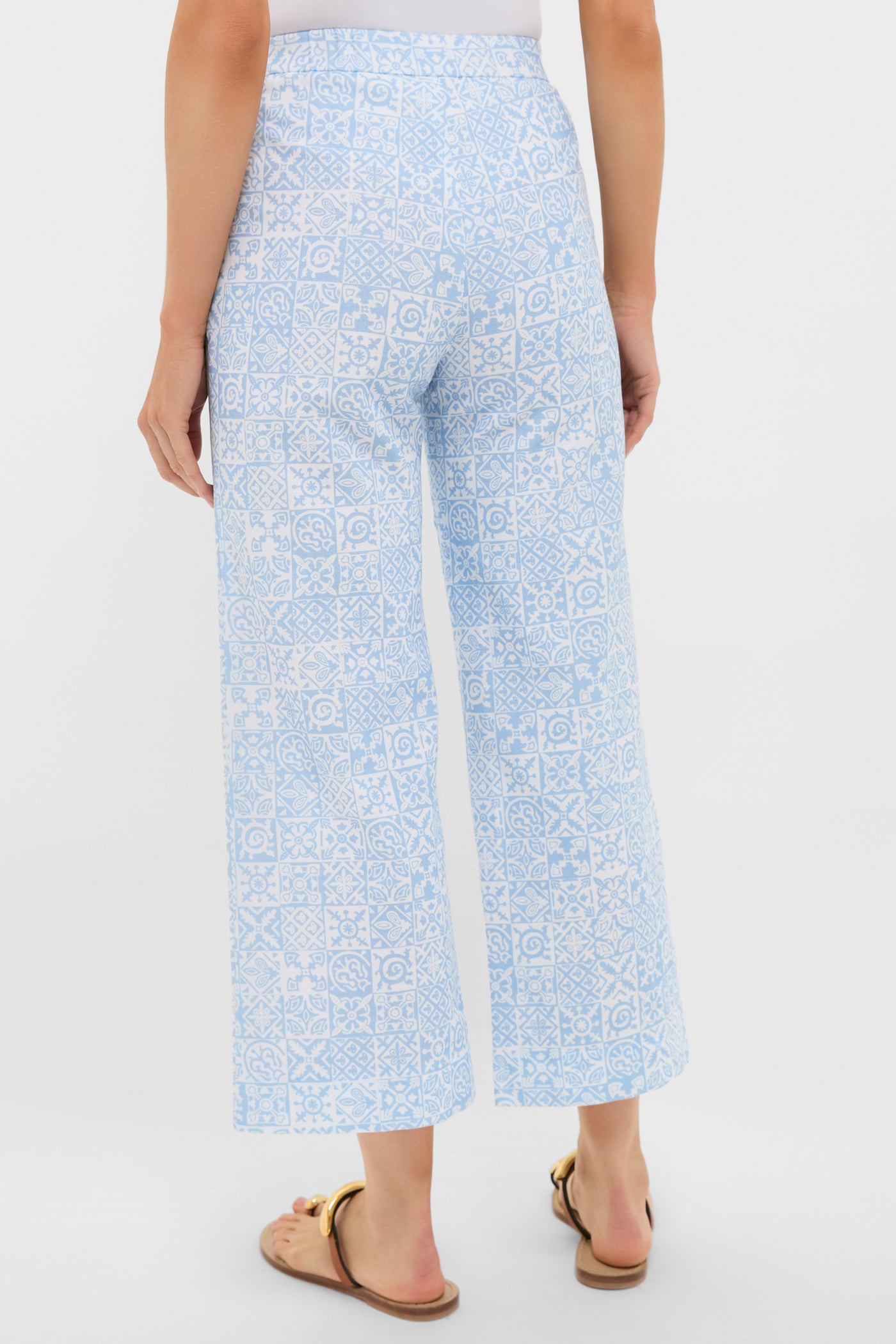 Blue Checkerboard Cropped Pant