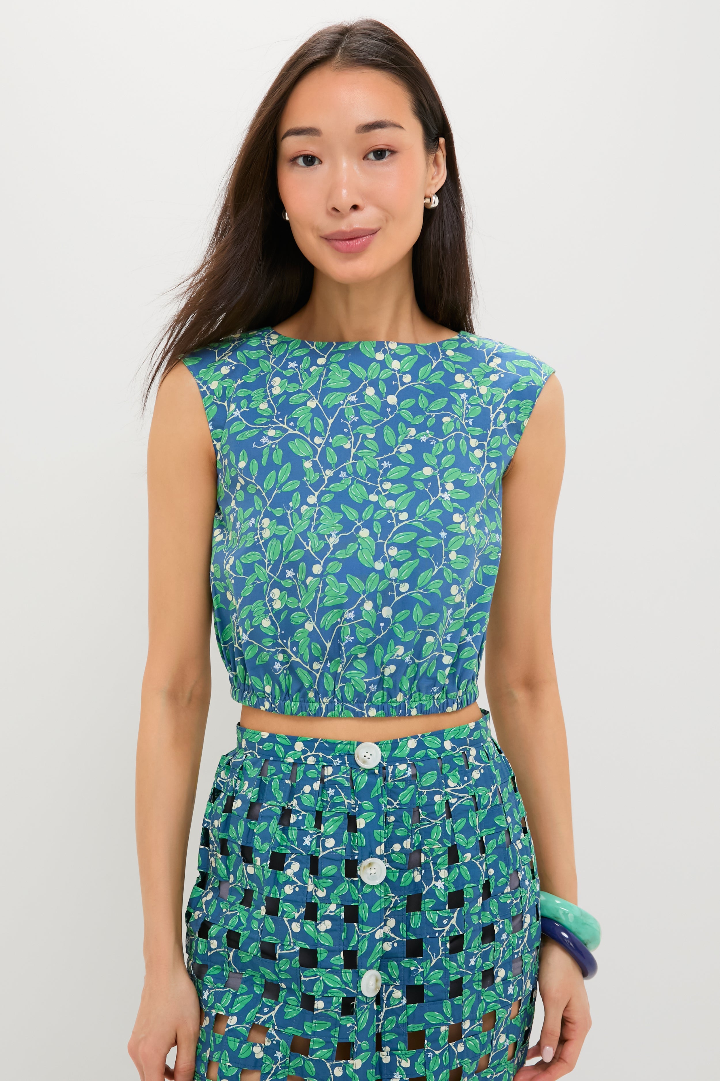 Dark Blue Limes Basket Skirt | Coco Shop