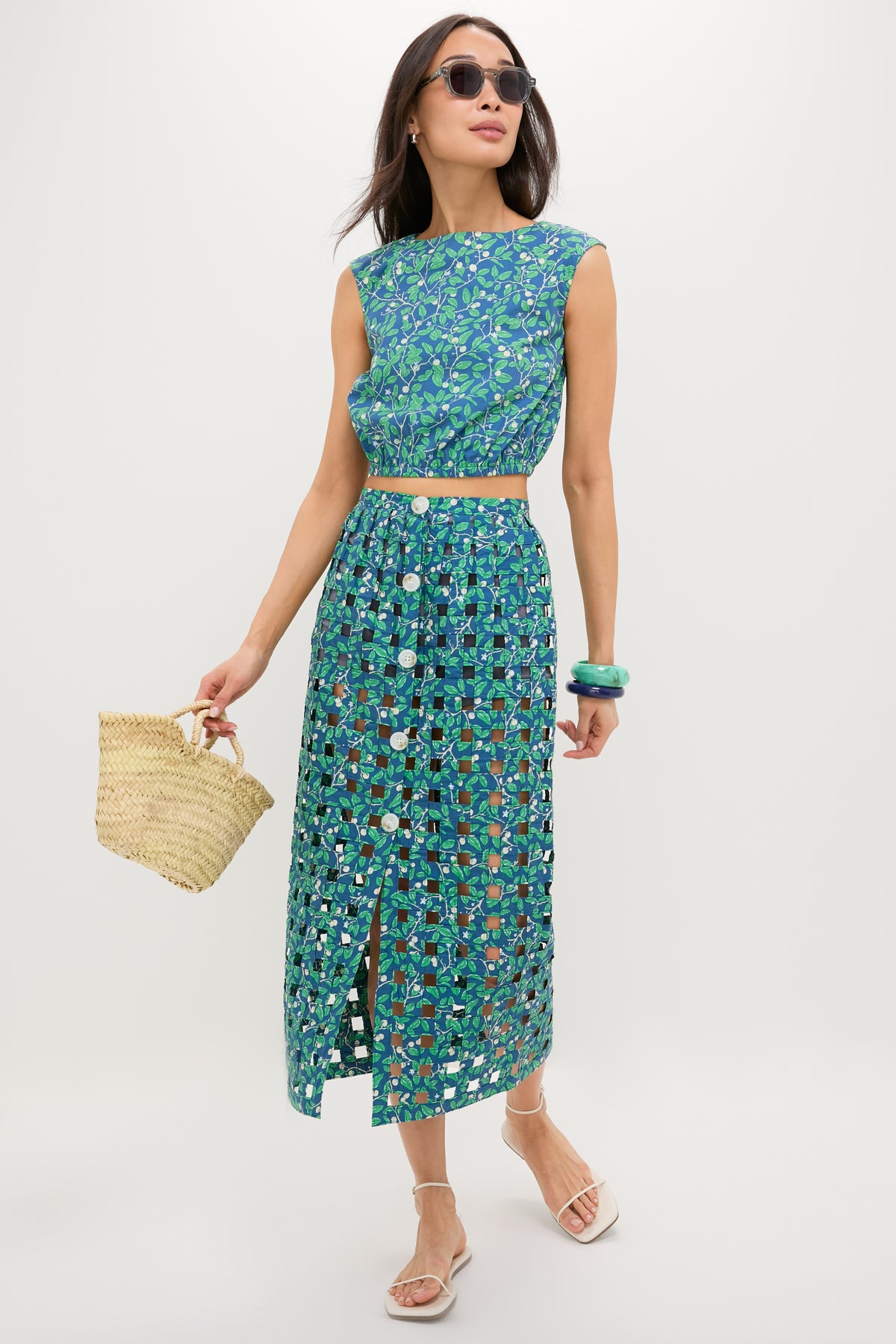 Dark Blue Limes Cinched Top