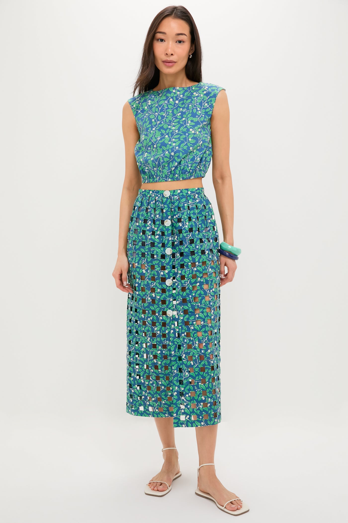 Dark Blue Limes Cinched Top