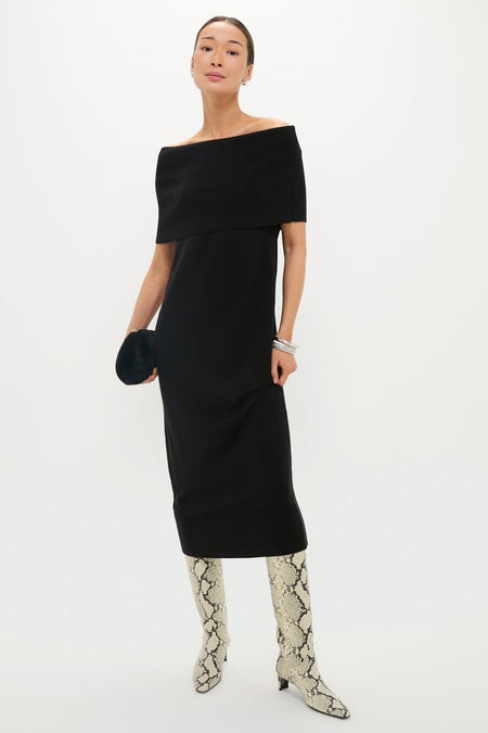 Black Off the Shoulder Sybil Sweater Dress