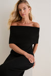 Black Off the Shoulder Sybil Sweater Dress