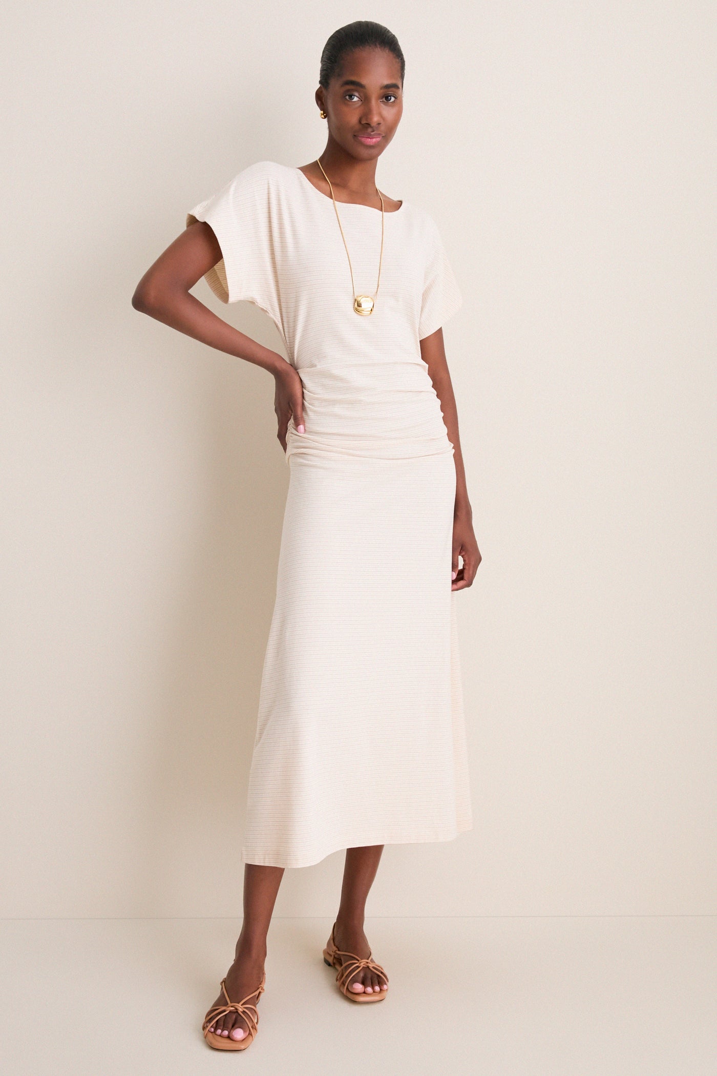 Cream Stripe Jersey Cassia Dress