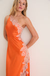 Vivid Orange with Pale Blush Lace Lou Dress