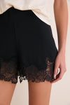 Black Lace Trim Pipa Shorts