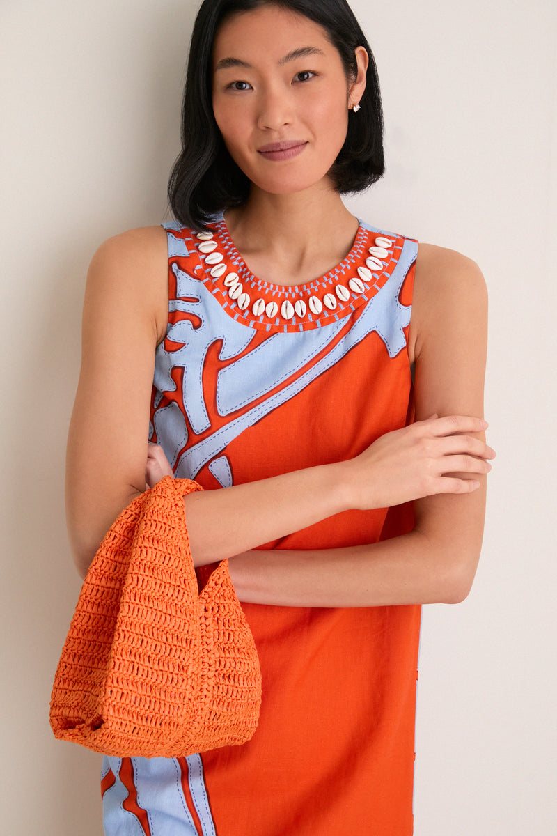 Persimmon Simone Raffia Bag