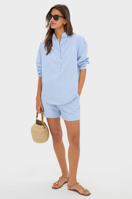 Blue Stripe Seersucker Cove Popover